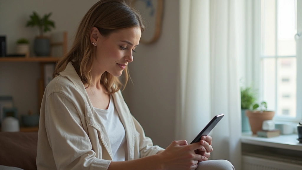 Woman tracking personal finance progress with digital banking app on smartphone