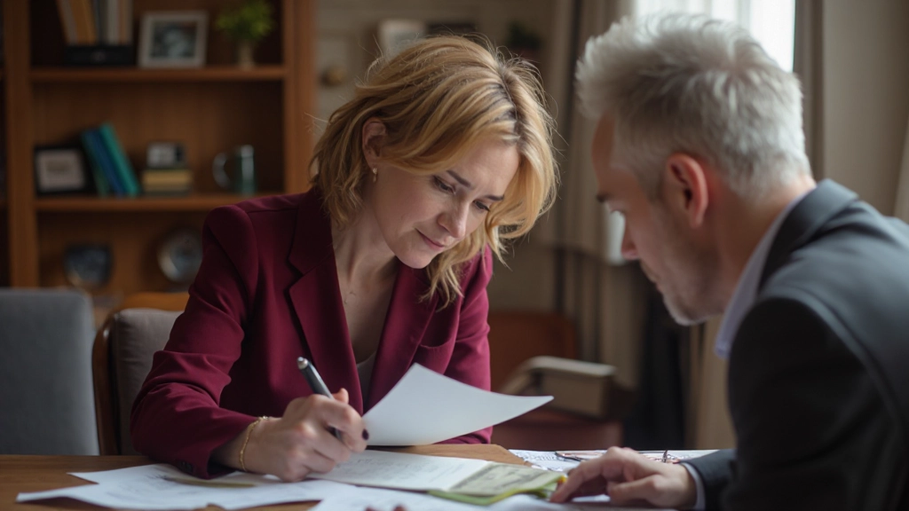 Financial advisor discussing savings plan with client using graphs and documents